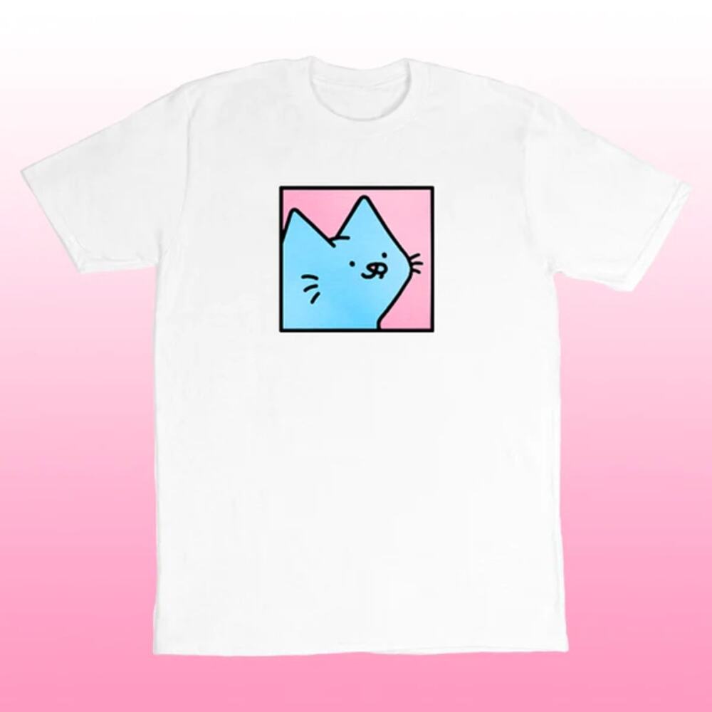 Leon Karssen Box Cat T-Shirt 100% Cotton Tobba Scribble  Crew Neck White L